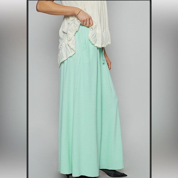 POL Thermal Pleat Stretch Peach Wide-Leg Pants Large - Picture 5 of 7